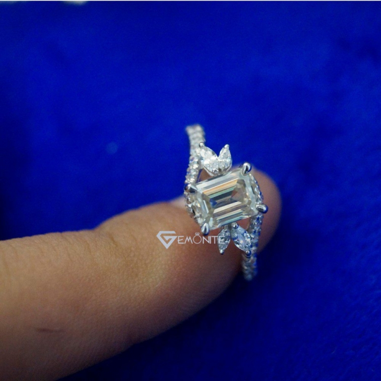 2.00 Ct Emerald Cut Shape Colorless VVS1 Moissanite Engagement Ring