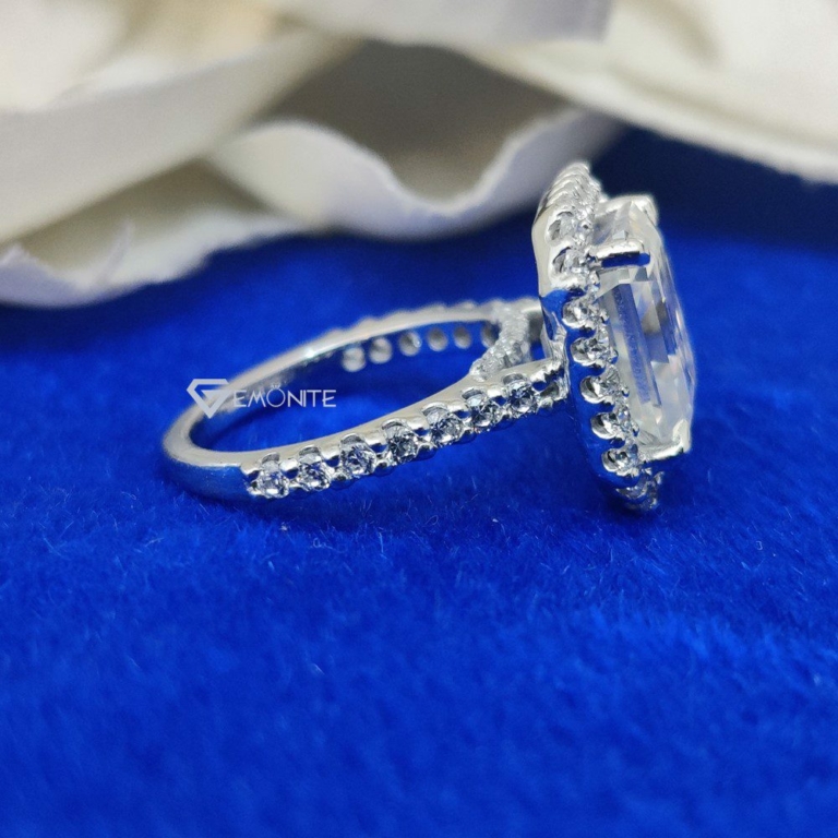 5.00 Ct Colorless Emerald Cut Moissanite Engagement Ring