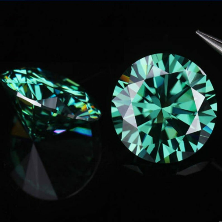 Round Cut Shape Green Loose Moissanite For Jewelry