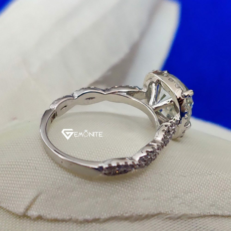 3.5 TCW Cushion Cut Eternity Infinity Halo Moissanite Engagement Ring, Wedding Band Ring