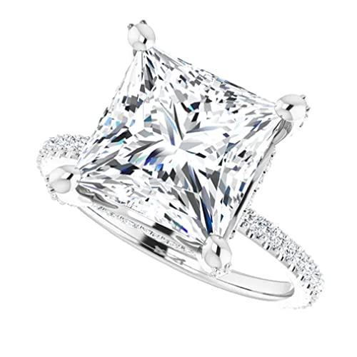 4 CT Moissanite Petite Wedding Ring Set Princess Cut Solitaire Engagement Rings Promise Gifts for Her Moissanite Twisted Shank Rings for Women