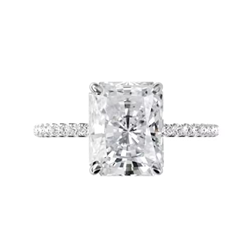 Engagement Ring, Radiant Cut 8.00Ct, VVS1 Clarity, Moissanite Diamond, Hidden Halo Ring, 925 Sterling Silver Ring, Anniversary Ring, Wedding Gift, Perfact for Gift Or As You Want