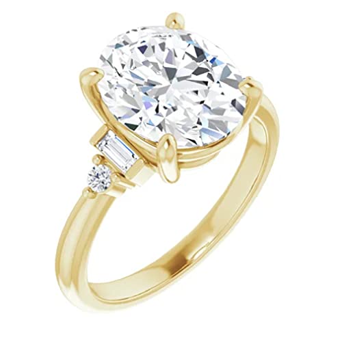 Yellow Gold Plated Silver Handmade Engagement Ring 3.00 CT Oval Cut Moissanite Diamond Solitaire Wedding/Bridal Ring for Women/Her Gorgeous Ring