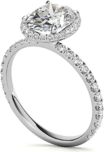 Moissanite Halo Style Bridal Set, Oval Cut 2.00CT, VVS1 Clarity, Colorless Moissanite Ring Set, 925 Sterling Silver, Engagement Ring Set Wedding Ring Set, Perfact for Gift Or As You Want