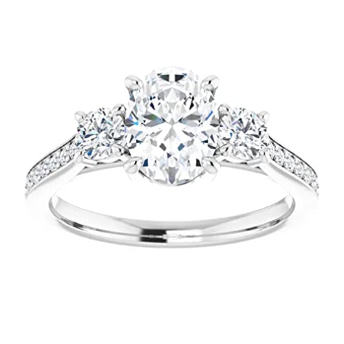 1 CT Oval Cut VVS1 Colorless Moissanite Engagement Ring Set, Wedding/Bridal Ring Set, Sterling Silver Vintage Antique Anniversary Classic Ring Sets Gift for Woman