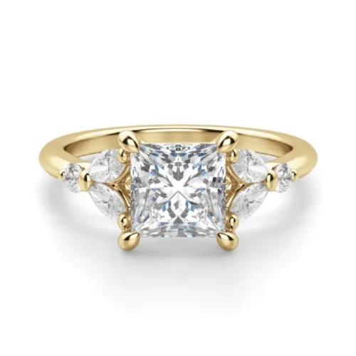 Silver/Solid Gold Wedding Ring 1 Carat Engagement Ring Moissanite Princess Cut Rings for Women Promise Gifts for Her Moissanite Ring