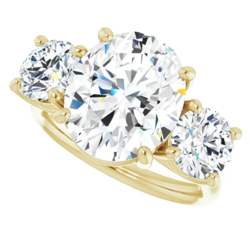 4 CT Oval Moissanite Ring in Silver/Solid Gold for Women - Engagement Solitaire with Three Stone Style, Bridal Wedding Band, and Anniversary Promise Gift