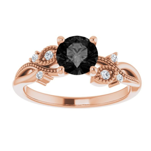 Moissanite Engagement Ring Silver/Solid Gold 1 Carat Round Shaped Moissanite Engagement Ring Solitaire Moissanite Ring Milgrain Promise Gifts for Her Wedding Rings for Women