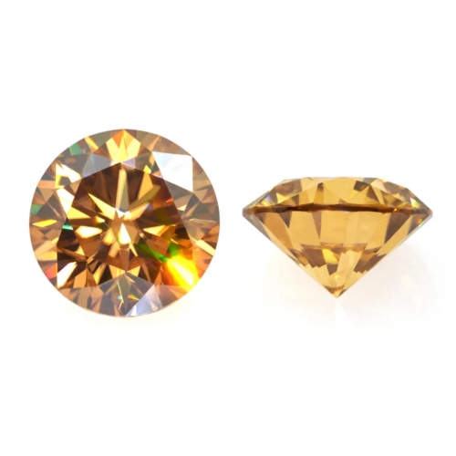 1CT - 100CT Round Cut Loose Moissanite Stone for Engagement Ring, Earring, Pendant Jewelry, Gifts |  Champagne Moissanite Loose Diamond