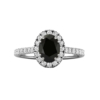 Oval Cut 925 Silver/10K/14K/18K Solid Gold Black Onyx Halo Engagement Ring 1 CT for Women Unique Bridal Promise Rings Vintage Wedding Anniversary Ring Black Gemstone Ring