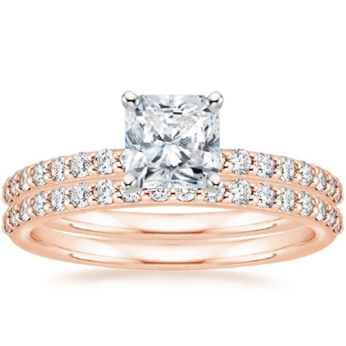 Moissanite Solitaire Ring Set 2.0 Ct Square Radiant Cut 925 Silver/10K/14K/18K Solid Gold Wedding Anniversary Ring